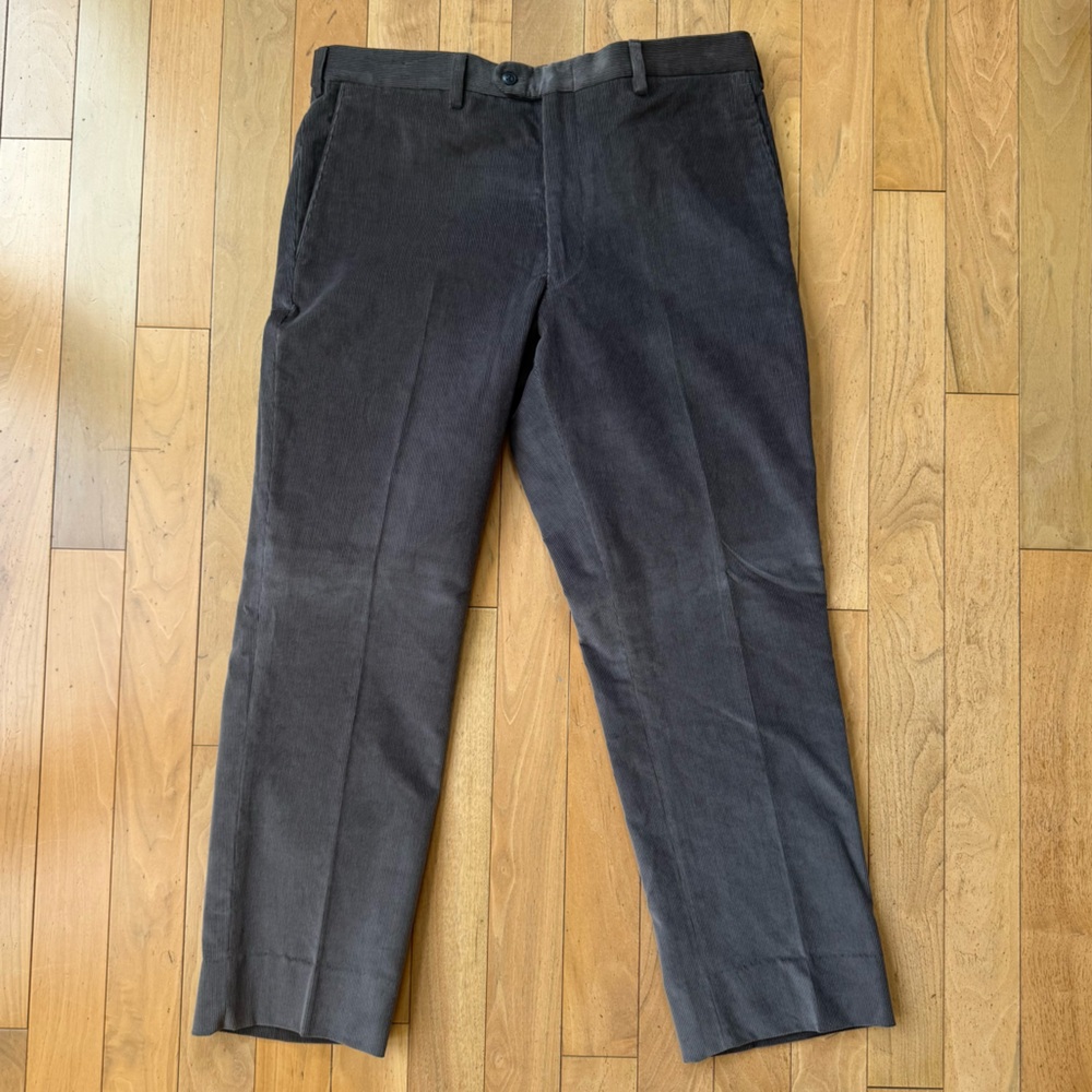 NWT JB Britches Men’s Wool Corduroy Flat Front Pants Charcoal Gray Size 36 Italy